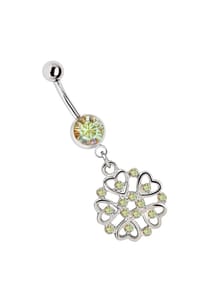Adelia's - 316l Stahl Banane - Steinkugel und Herz Blume multiklar - bunt