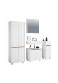VCM. - 4-tlg. Badmöbel Set mit Waschbeckenunterschrank, breiter Hochschrank, Midischrank & Spiegelschrank - Cosila  XL - Anthrazit