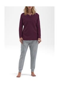 TOM TAILOR - Schlafanzug, Henley-Ausschnitt, für Damen - 425 ROT-MITTEL