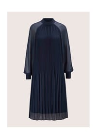 MADELEINE - Plisseekleid mit Stehkragen - dunkelblau