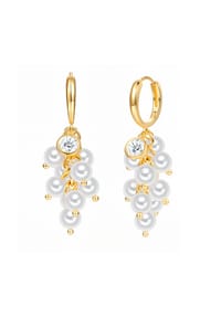 Luluandjane - Creolen gelbgold Zirkonia weiß Glasperle weiß - weiß