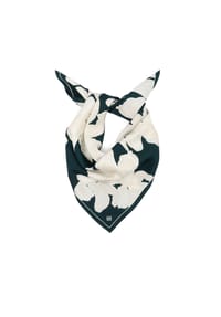 kazar - Tücher aus Seide in flaschengrün mit weißem Blumenmotiv - Grün