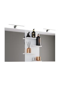 VCM. - Badspiegel rahmenlos | Wandspiegel mit Ablagefächer | modernes Design | Maße ca. H. 59 x 112 cm x T. 12 cm | Wandspiegel – Budasi - Honig-Eiche