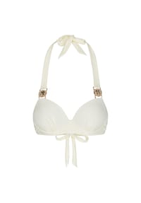 MODA MINX - Bikinioberteil Amour mit stilvollem Steinbesatz und Push Up-Effekt - Ecru