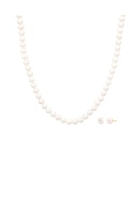 elli. - Schmuckset Süßwasserzuchtperlen Weiß 925 Sterling Silber Vergoldet - Weiß