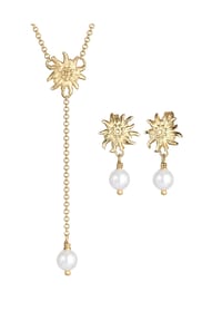 elli. - Schmuckset 2Er Set Edelweiss Perle Tracht 925 Silber - Gold