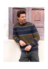 Witt - Pullover - marine-ocker-gemustert