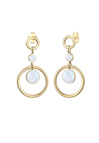 elli. PREMIUM - Ohrringe Hänger Kreis Geo Mondstein 925 Sterling Silber - Gold