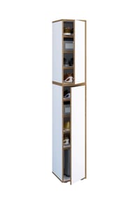 VCM. - Holz-Schuhschrank | Maße: B. 30 x H. 183 x T. 33 cm | Allzweckschrank | 9 Fächer | 2 Drehtüren - Salia Breite 30 cm - Anthrazit