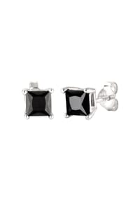 KUZZOÍ - Ohrringe Ohrstecker Quadrat Zirkonia Schwarz 925 Sterling Silber - Silber