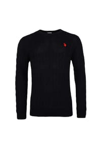 U.S. POLO ASSN. - Pullover Rundhals Feinstrick Zopfmuster - schwarz