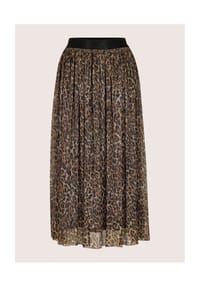 MADELEINE - Plisseerock mit Leo-Druck - schwarz / caramel / multicolor