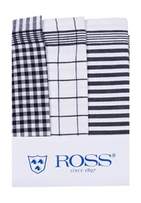 ROSS® - Baumwoll-Geschirrtuch, 3er Pack - BLAU