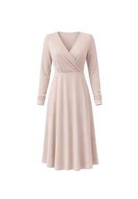CAROLIN RICK - Jerseykleid mit Wickeloptik am Oberteil - Cognac