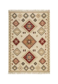 Green Looop - Kelim Teppich Brionne - Ethno-Muster im Boho-Stil - beige
