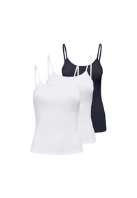 ONLY® - Damen Spaghetti-Top 3er Pack - ONLEA NEW SINGLET JRS, Unterhemd, Stretch - 2xWeiß/Blau