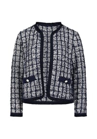 BETTY & CO - Strick-Cardigan mit Fransen - Weiß/Dunkelblau