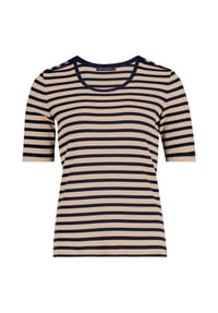 BETTY BARCLAY - Basic Shirt mit Rippenstruktur - Beige/Dark Blue