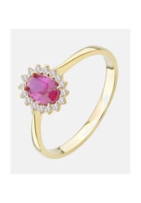 VANLERÉ - Cluster Ring, mit Rubin, 375 Gelbgold - gold