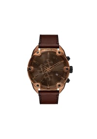 DIESEL® SPIKED - Diesel Herrenuhr Spiked Chronograph Leder braun, DZ4698 - Braun