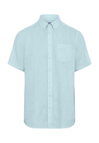 GALERIA - Leinenfreizeithemd, Kurzarm, Button-Down-Kragen, für Herren - 5 LT BLUE/WHT