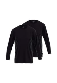 GÖTZBURG - Herren Langarmshirt, 2er Pack - Baumwolle, Longsleeve, einfarbig - Schwarz