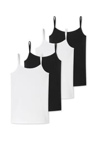 SCHIESSER - Spaghetti Top 4er Pack Teens Girls 95/5 Organic Cotton - Schwarz
