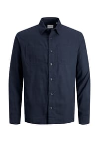 JACK & JONES - Hemd Unifarbenes Langarmhemd LOGAN AUTUMN SOLID SHIRT mit Hemdkragen in Komfort Fit - blau