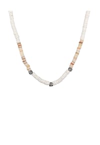 HAZE & GLORY - Halskette Puka Muschel Halskette Mit Beads 925 Silber - Weiß