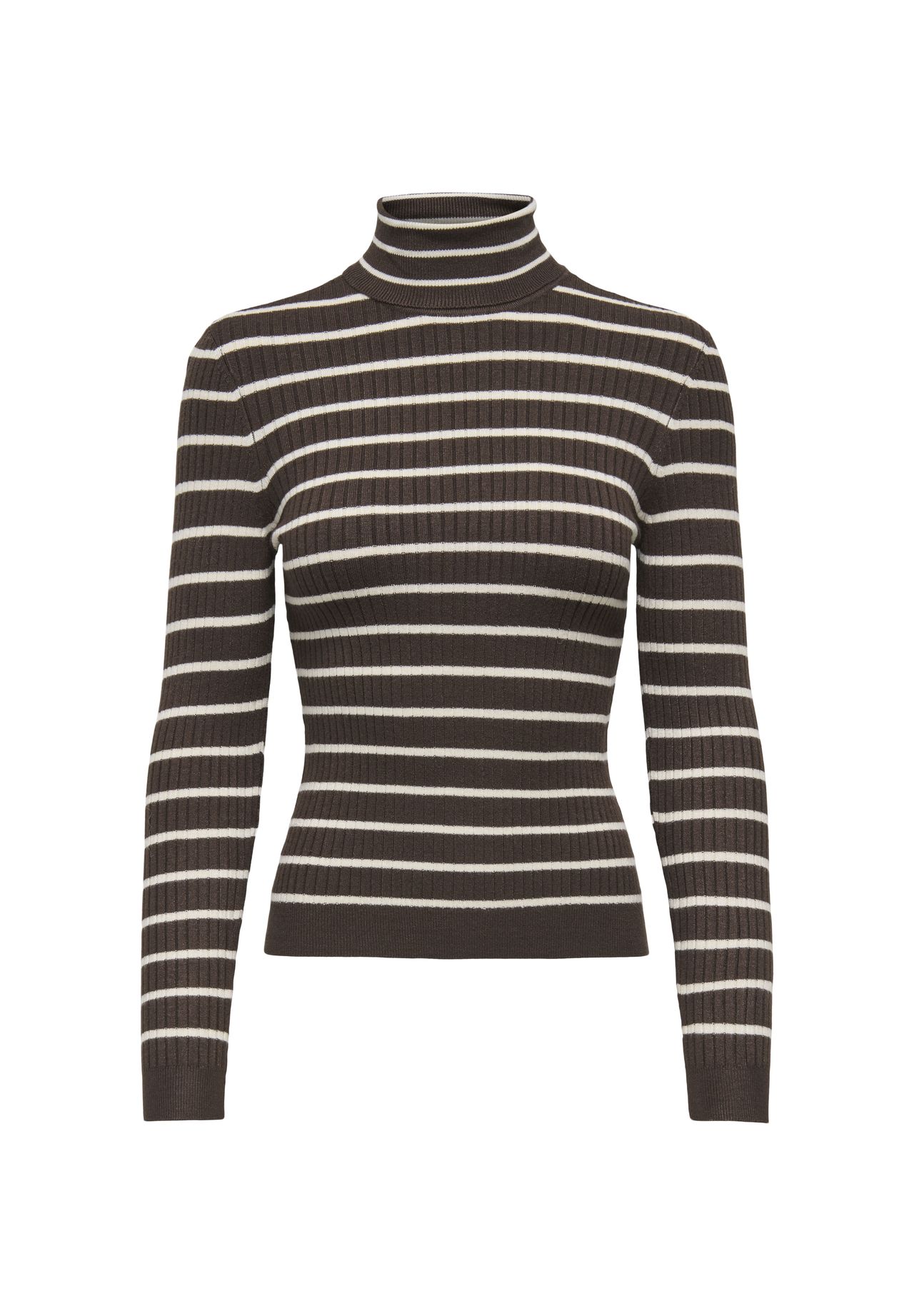 Only Damen Braun Rollkragenpullover Mit En Streifen - Bild 4