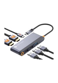 MANIKE - USB-C Docking Station 4K@60Hz mit Dual HDMI, 100W PD, 3x USB-A - 