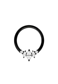 Adelia's - Piercing Smooth Segment Ring Clicker mit ovalen Steinen - schwarz