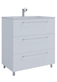 VCM. - 2-tlg. Waschplatz Waschtisch | Waschbecken Unterschrank Breite 80 cm | Badmöbel Set stehend | 3 Schubladen | Badinos - Schwarz