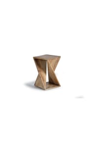 GINER & COLOMER - Hocker aus Mangoholz, 35 cm, rustikal-moderner Stil - 57 x 35 x 35 cm - Braun