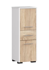 Akord - Fin Badezimmer-Hochschrank mit 2 Türen, 1 Schublade und 3 Einlegeböden - artisan-eiche