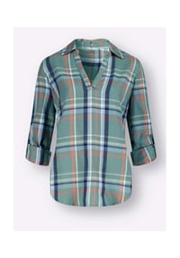 Witt - Flanell-Bluse - dunkelblau-jade-meliert