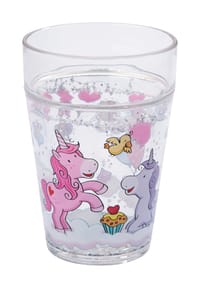 HABA Glitzerbecher "Einhorn Glitzerglück", für Kinder - MELAMIN - TRANSPARENT