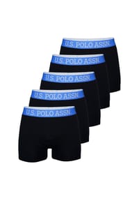U.S. POLO ASSN. - Herren Boxershorts, 5er Pack - Trunks, Logo, Baumwoll-Stretch - Blau