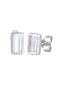 KUZZOÍ - Ohrringe Ohrstecker Rechteck Topas Weiß 925 Sterling Silber - Silber