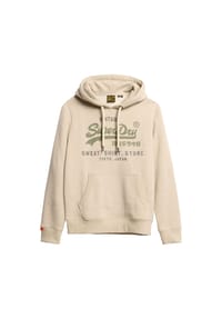Superdry. - Herren Hoodie - Vl Heritage Relaxed Hood , Logo, einfarbig - Beige