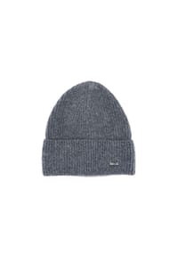 CAPO - Strickmütze, Merino, Kaschmir gerippt, Umschlag - grey