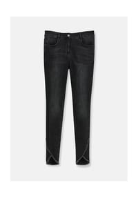 MADELEINE - Verkürzte 5-Pocket-Hose mit Fransen - black