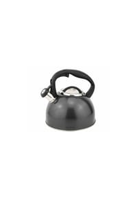 MICHELINO - Edelstahl Flötenkessel 2,5 L – mit Pfeife & Soft-Touch-Griff - Grau-Schwarz 20 cm