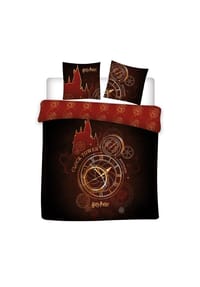COFI - Harry Potter 3-teiliges Bettwäsche-Set – 1x Deckenbezug (240x220) & - Schwarz 240X220+2X65X65 CM