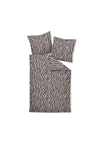Janine® - Bettwäsche 2-teilig - Davos Feinbiber, Baumwolle, Zebra-Print - Schwarz/Weiß
