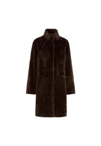 olsen - Kurzmantel aus Fake Fur mit kleinem Stehkragen - Coffee Bean