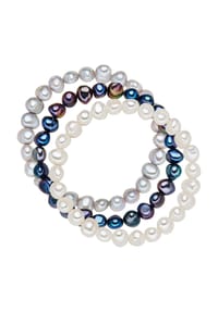 VALERO PEARLS - Damen Set (Armband 3er) aus Süßwasser-Zuchtperle in Multicolor mit Süßwasser-Zuchtperle - multicolor
