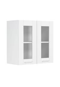 VCM. - Küchenschrank hängend | Maße ca. H. 60 x B. 80 x T. 31 cm | Hängeschrank mit zwei Drehtüren im Landhaus Stil | Küchenschrank mit Glas | Küchenmöbel – Colura - Weiß