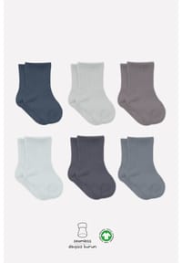 bistyle® - Baby-Socken Basic 6er-Pack, GOTS-zertifiziert, hoher Baumwollanteil - Anthracite Mix