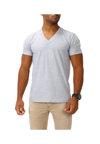 JOE FRANKS - V-Shirt aus reiner Baumwolle - grey melange